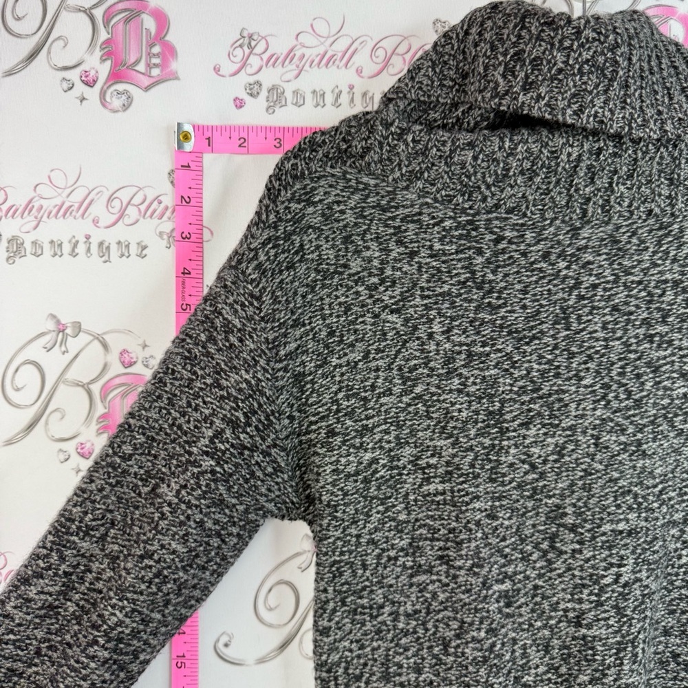 TNA wool sweater zip up vintage Y2K Gray Marled Zip-Front Shawl Collar Sweater - Picture 9 of 14